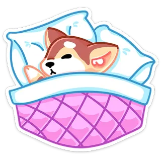 💤 개, 잠, 귀여운, 동물, 침대, 만화, 자는, 베개 telegram sticker