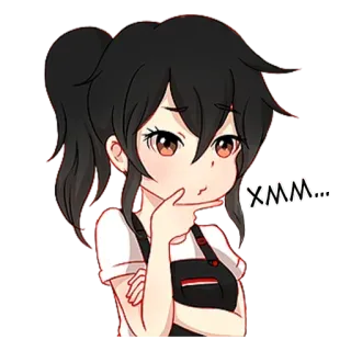 🤔 XMM... garota anime, pensando, fofa, chibi, pensativa, ilustração telegram sticker