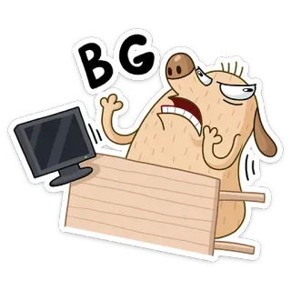 😡 BG мультфильм, собака, компьютер, офис, злой, расстроенный telegram sticker