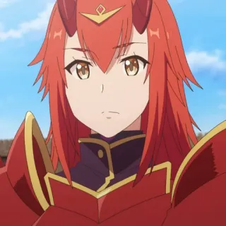 🙁 anime, female, red hair, armor, character, fantasy telegram sticker