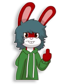 🖕 konijn, konijn, middelvinger, gebaar, cartoon, dier, belediging whatsapp sticker