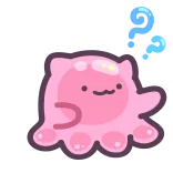 🤔 จุดสีชมพู, น่ารัก, เยลลี่, การ์ตูน, สีชมพู, หยดน้ำ telegram sticker