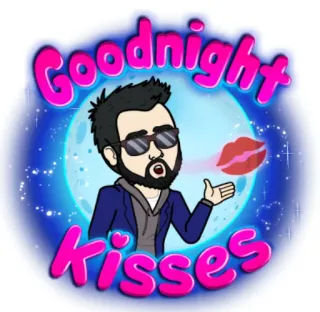 🌚 Goodnight Kisses boa noite, beijos, lua, bitmoji, desenho animado telegram sticker