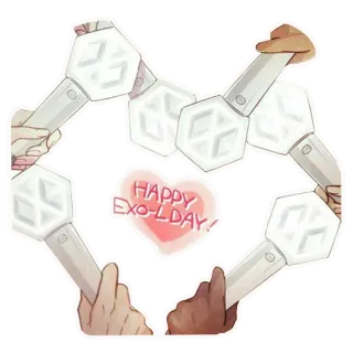 🎉 HAPPY EXO-L DAY! EXO, EXO-L, K-pop, Fan, Lightstick, Corazón, Celebración whatsapp sticker