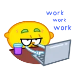 👨‍💻 doing real work limón, ordenador, trabajo, dibujo animado whatsapp sticker