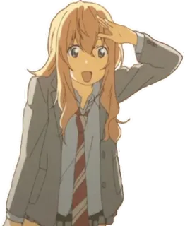 🙂 Kaori Miyazono Your Lie in April Anime, Ragazza, Kaori, Your Lie in April, Personaggio, Bionda, Uniforme scolastica telegram sticker