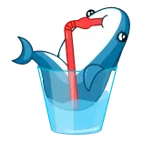 🧃 Squalo, Bevanda, Bicchiere, Cartone animato, Animale, Carino, Cannuccia whatsapp sticker