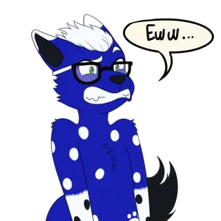 🤬 Ew u... Furry, Antropomórfico, Azul, Branco, Óculos, Eca, Fofo whatsapp sticker