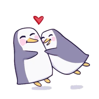 🐧 pingwiny, miłość, serce, kreskówka, słodkie, zwierzęta telegram sticker