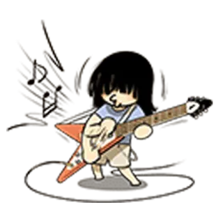 🎶 música, guitarra, desenho animado, arte, personagem, instrumento musical telegram sticker