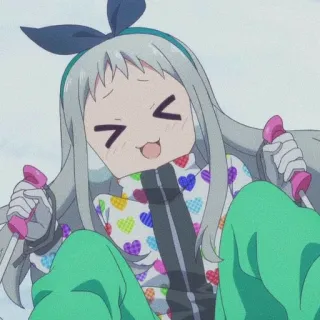 🌱 Anime, Gadis, Senang, Imut, Musim Dingin, Ski whatsapp sticker