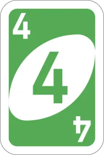 4️⃣ kaart, uno, groen, nummer, spel telegram sticker