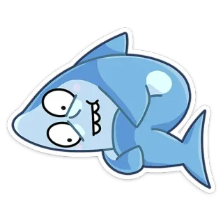 ☹️ Tiburón, Dibujo animado, Mono, Pegatina, Divertido, Animal telegram sticker