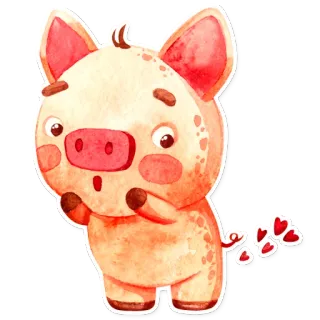 ❤️ maiale, animale, carino, cartone animato, acquerello, cuori telegram sticker