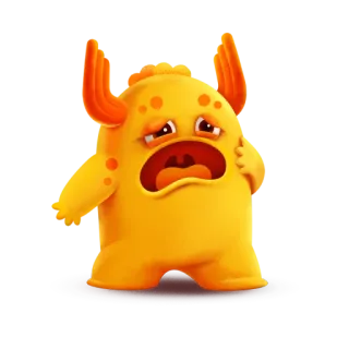 😧 mostro, carino, cartone animato, personaggio, arancione, triste telegram sticker