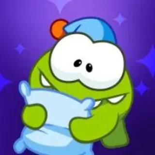 😴 Om Nom Cut the Rope Om Nom, Cut the Rope, dessin animé, endormi, oreiller, mignon, vert whatsapp sticker