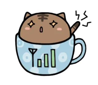 😳 yoll gato, xícara, fofo, kawaii, internet, sinal telegram sticker