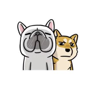 👥 hond, dier, cartoon, schattig, shiba inu, franse bulldog telegram sticker