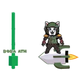 📊 BOBA ATH Katze, Soldat, Rakete, Militär, Cartoon telegram sticker