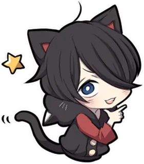 🤔 애니메이션, 고양이, 치비, 카와이, 만화, 캐릭터, 일러스트 telegram sticker