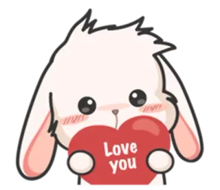 ⚪️ Love you carino, amore, coniglio, cuore, affetto, adorabile, saluto telegram sticker