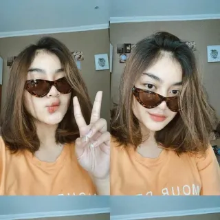 🤹‍♀ wanita, kacamata hitam, simbol perdamaian, potret, gadis, berambut cokelat telegram sticker