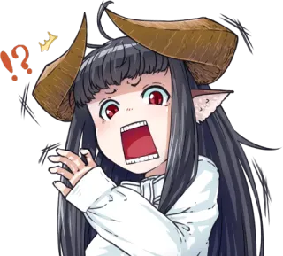 😱 アニメ, 女の子, 角, びっくり, 漫画 telegram sticker