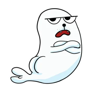 😒 тюлень, мультфильм, животное, недовольный, руки скрещены, милый telegram sticker