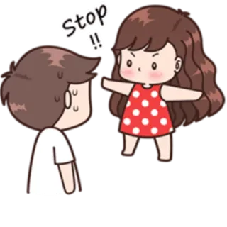 ✋ Stop !! 커플, 만화, 관계, 정지, 논쟁 whatsapp sticker