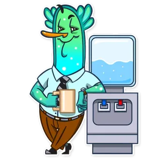 ☕ мультфильм, офис, кулер, смешной, персонаж whatsapp sticker