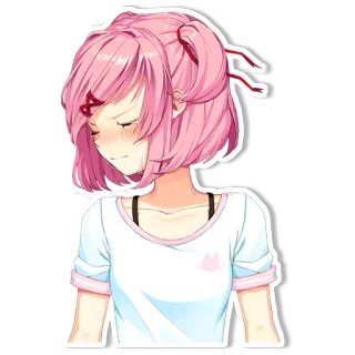 😭 Natsuki Doki Doki Literature Club! Аниме, Манга, Грустно, Плачущий, Розовые волосы whatsapp sticker