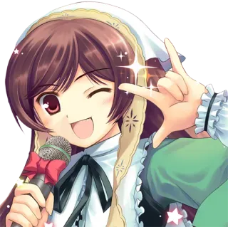 😚 Anime, Cô gái, Micro, Nháy mắt, Nhân vật, Kawaii telegram sticker