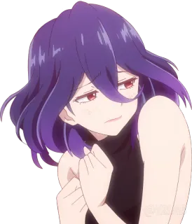 😥 Anime, Frau, lila Haare, Cartoon whatsapp sticker