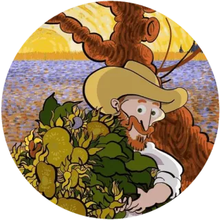 🌾 Vincent van Gogh art, artist, portrait, sunflowers, painting, cartoon whatsapp sticker