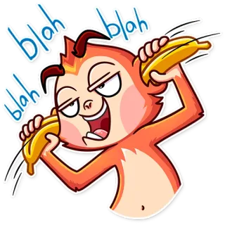 🙉 blah blah blah singe, dessin animé, banane, parlant, drôle, humour, communication telegram sticker