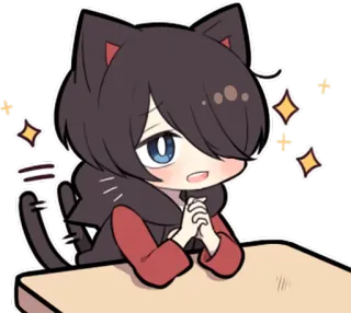 ✨ Anime, Katze, Niedlich, Funkeln, Manga, Chibi whatsapp sticker