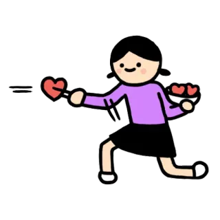 ❤ kupido, miłość, serca, strzała, kreskówka, walentynki, dziewczyna telegram sticker