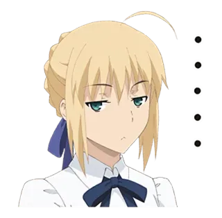 🙂 Saber Fate/stay night อนิเมะ, ผู้หญิง, ผมบลอนด์, ยิ้มเยาะ, งอน telegram sticker