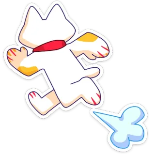 🏃 cat, running, cartoon, white, animal, cute whatsapp sticker