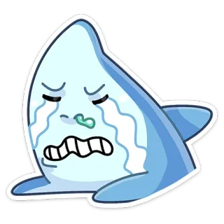 😭 hiu, menangis, sedih, kartun, emosi, akuatik whatsapp sticker