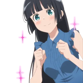 😍 аниме, девушка, улыбается, мультфильм, блестки, милый telegram sticker