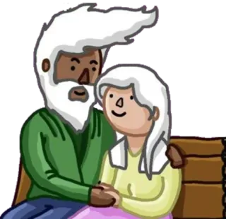 ❤ pareja, amor, dibujos animados, relación, ancianos, afecto whatsapp sticker