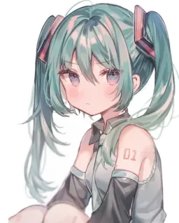 🙁 Hatsune Miku 01 Anime, Dibujos animados, Chica, Vocaloid, Lindo, Personaje telegram sticker