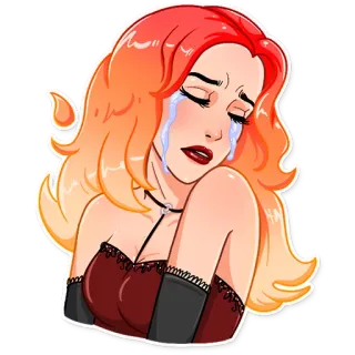 😔 menangis, sedih, wanita, kartun, emosional, air mata whatsapp sticker