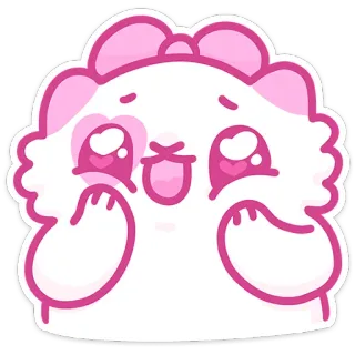 😃 słodkie, kawaii, kreskówka, postać, zwierzę, różowy whatsapp sticker