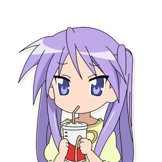😕 Anime, Mädchen, Süß, Getränk, Chibi, Cartoon, Figur, Sticker telegram sticker