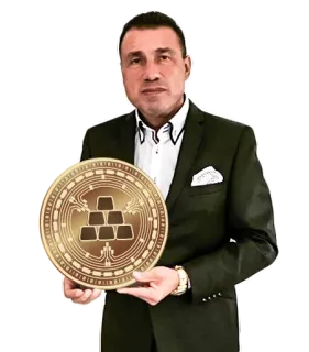 ✌️ Mann, Gold, Anzug, Goldmünze, Reichtum, Geschäftsmann telegram sticker