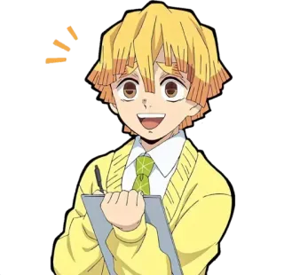 😄 Zenitsu Agatsuma Demon Slayer Anime, Manga, Demon Slayer, Zenitsu, Blitz, Schüler telegram sticker