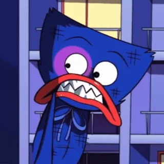 😱 Huggy Wuggy Poppy Playtime Horreur, Monstre, Dessin animé, Bleu, Peur, Jeu vidéo telegram sticker