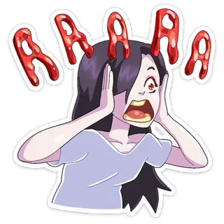 😱 AAAA Schrei, verängstigt, Anime, Mädchen, überrascht, Emotion, Cartoon, Ausdruck whatsapp sticker